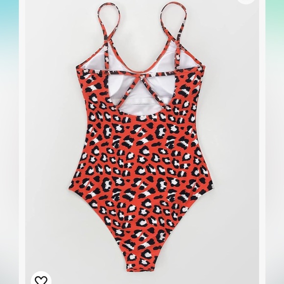 CUPSHE Women's Red V Neck Leopard Print Cut Out Back One Piece Swimsuit NWT XL - Picture 6 of 14